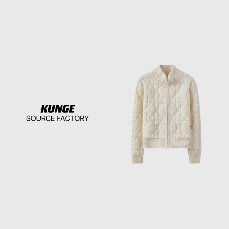 KUNGE-羊毛菱时尚女装设计师潮流白色秋冬毛衣款外套女-3078