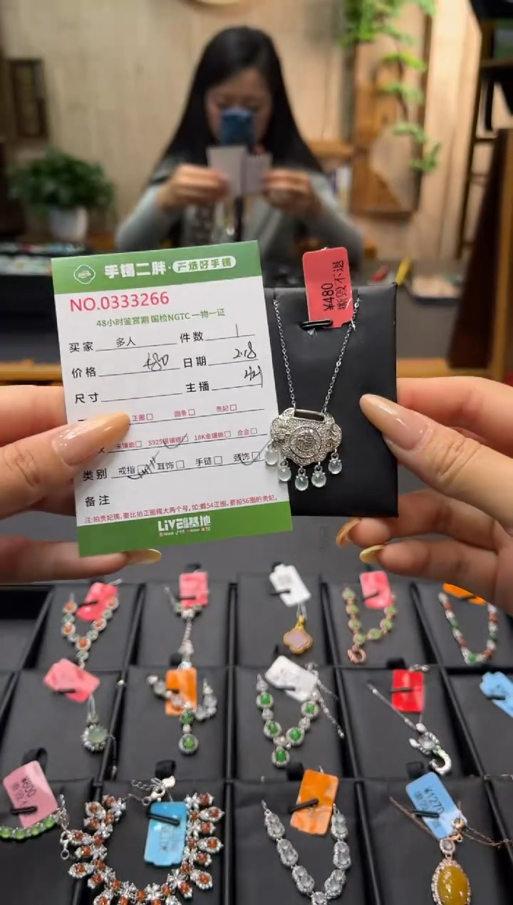 【闪购商品】翡翠项链银S925镶嵌多人