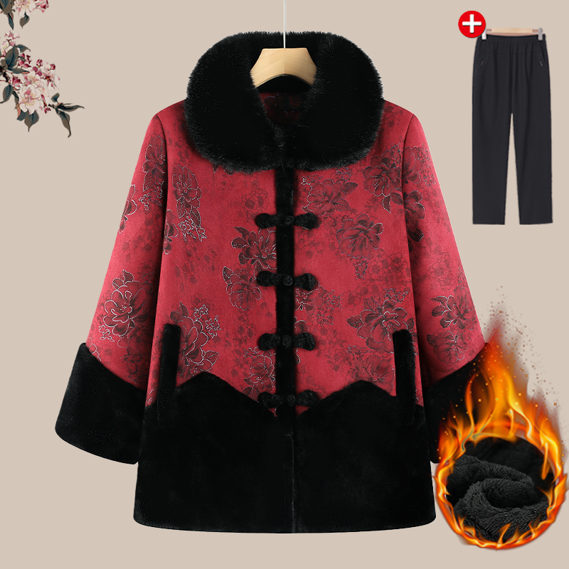 老年人冬装女奶奶装新款棉服时尚女妈妈冬款新中式外套老太太棉衣