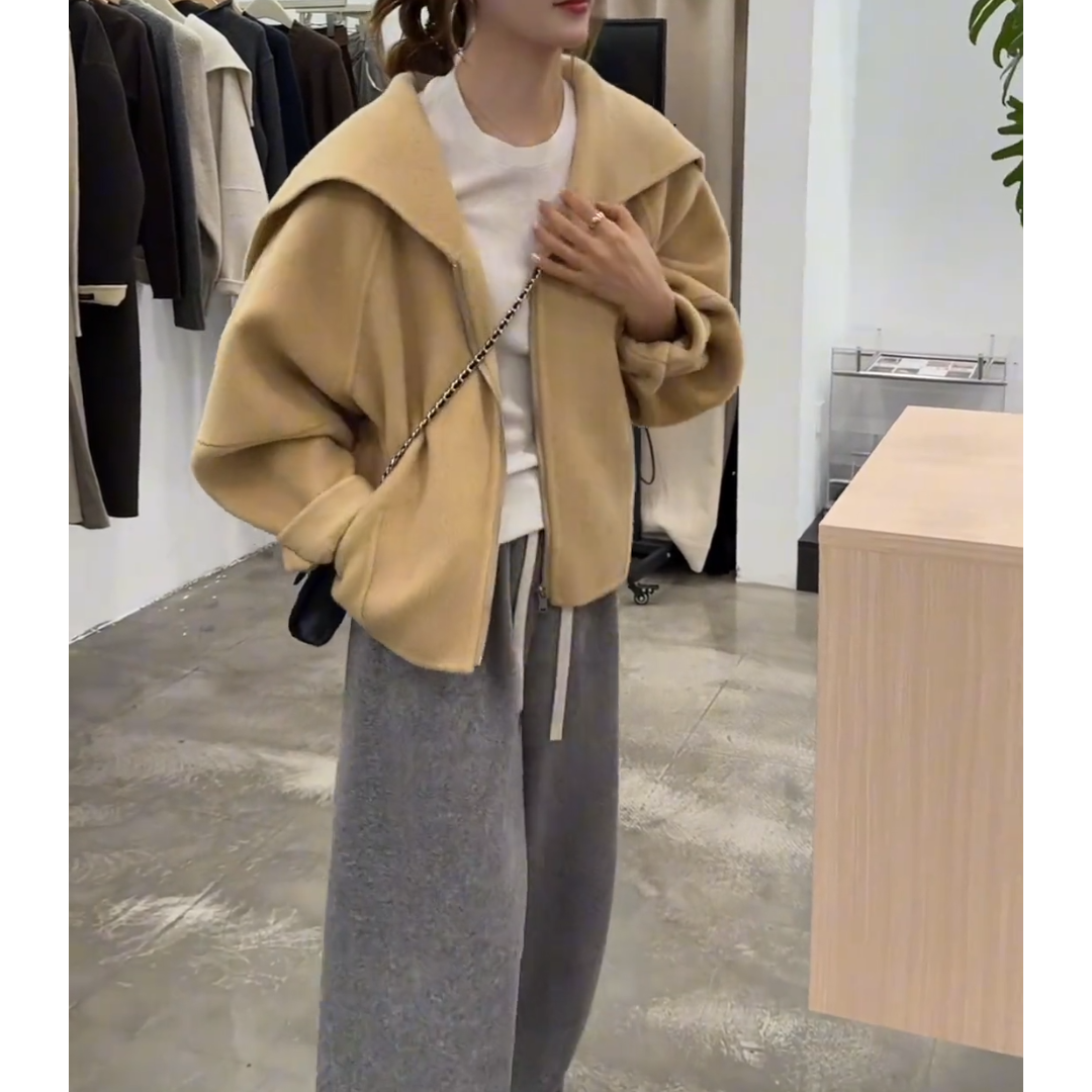 【海军领】韩系大翻领羊绒外套高级感秋冬超好看毛呢外套