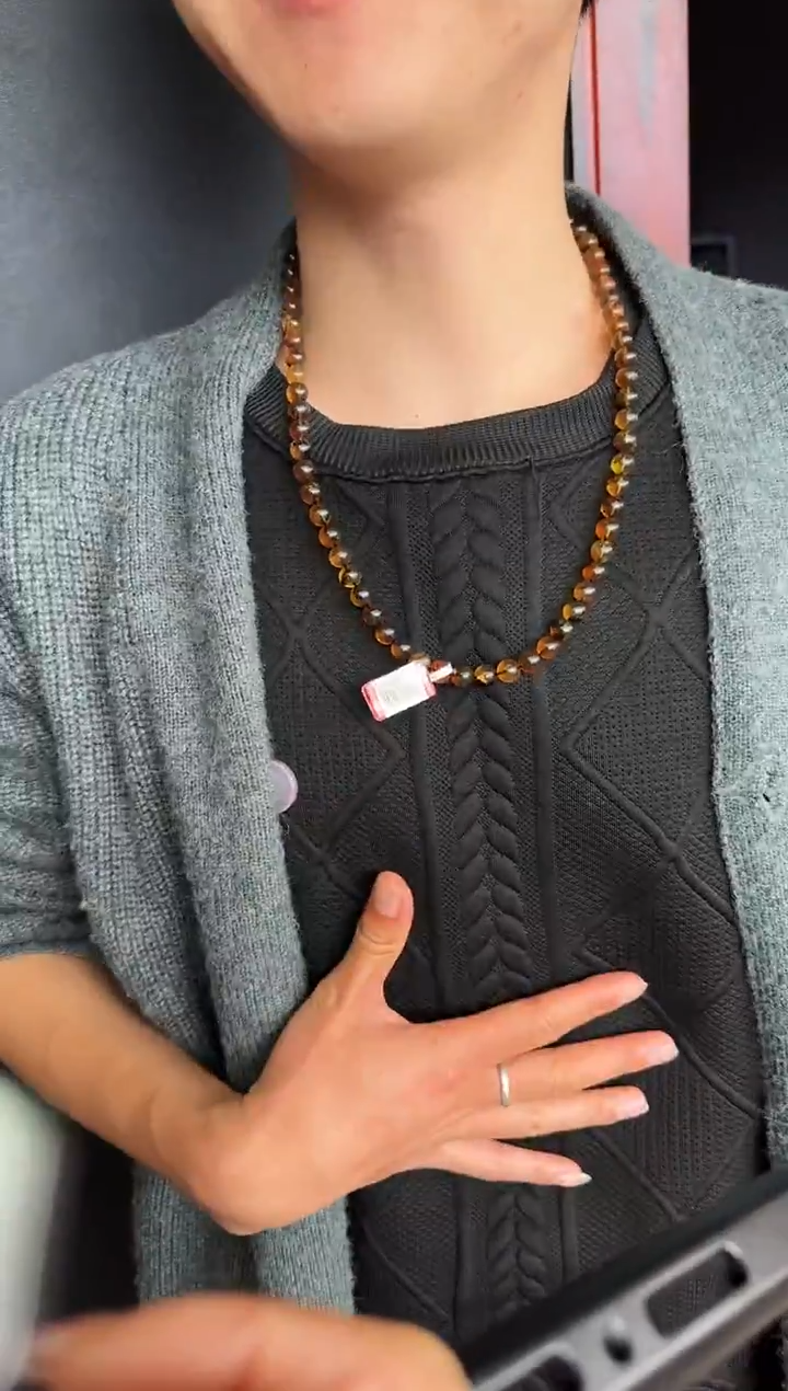 琥珀颈饰未镶嵌#16缅甸琥珀金翁珀妈妈链8mm