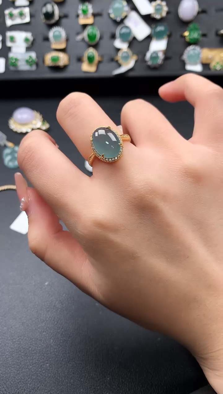 【闪购商品】翡翠戒指银S925镶嵌52114