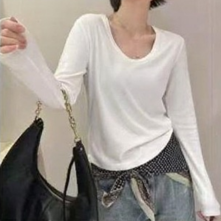 DEZI纯色打底神器舒适显瘦百搭长袖T女打底衫LS3418088