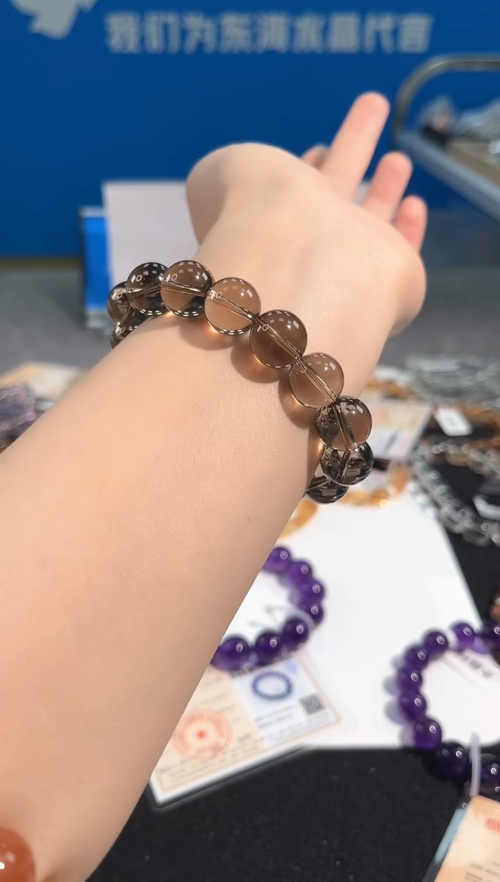 【闪购商品】烟晶手链未镶嵌42号茶水晶单圈12mm