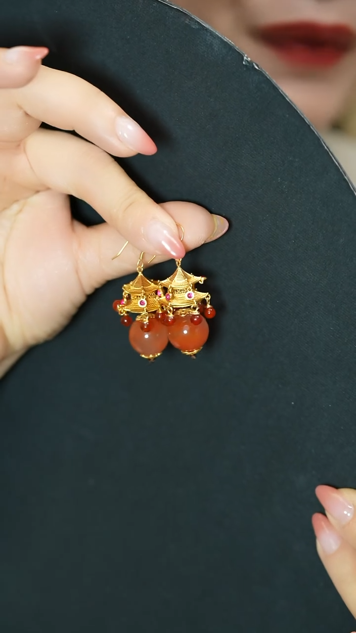 【闪购商品】南红玛瑙耳饰银S925镶嵌支持48小时鉴赏