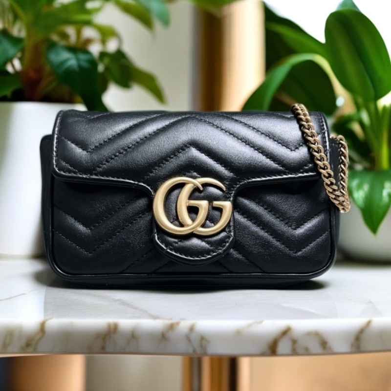 95新 GUCCI/古驰   黑色马蒙迷你链条包 1802 1101 