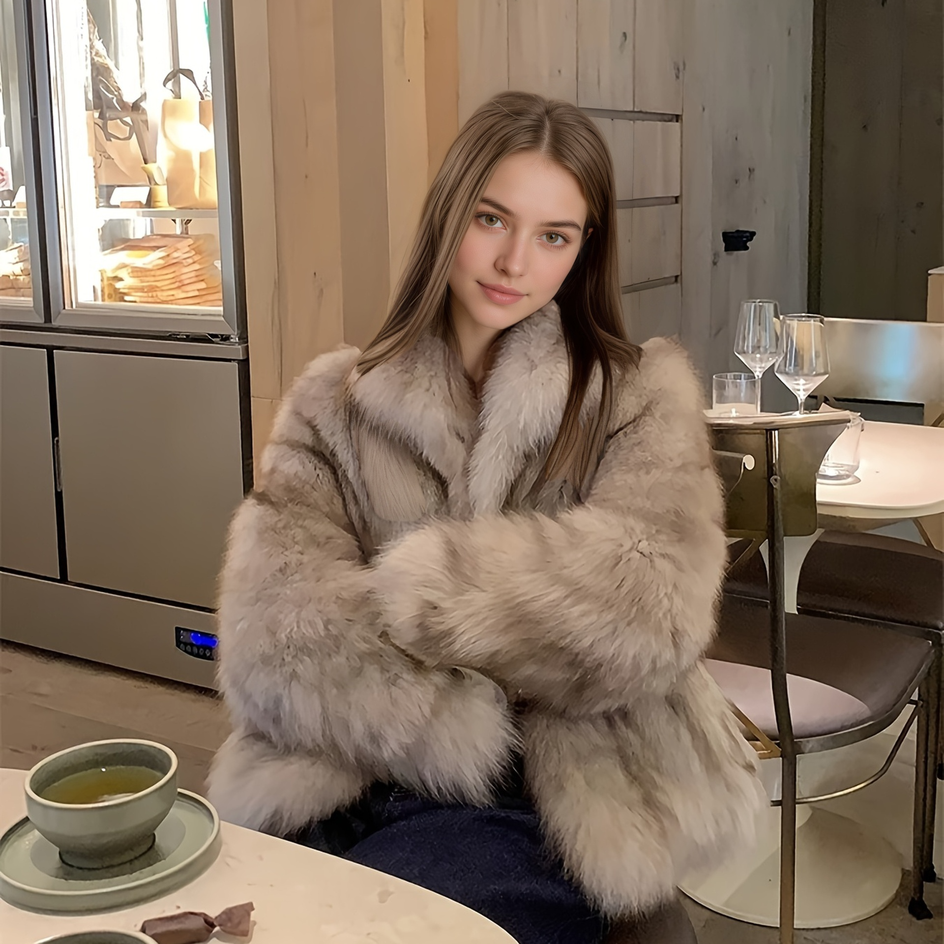 托卡毛毛外套女2025秋冬款韩版气质百搭翻领毛茸茸上衣防寒33617#