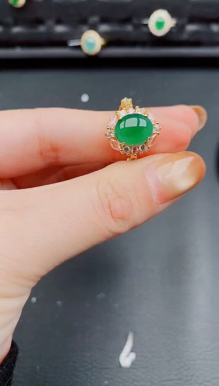 【闪购商品】翡翠戒指银S925镶嵌天然a货翡翠819