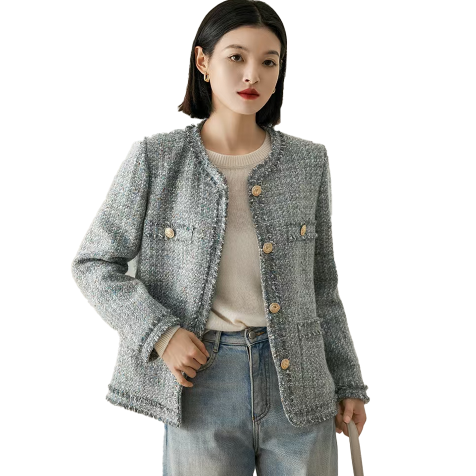 常规款重工粗花呢羊毛编织名媛气质小香风外套8701