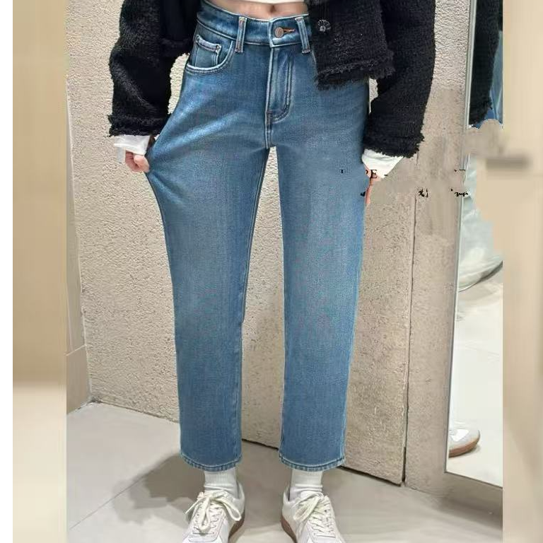 SU【095】代98 愫草 复合绒冬季新款加绒加厚高腰显瘦烟管裤