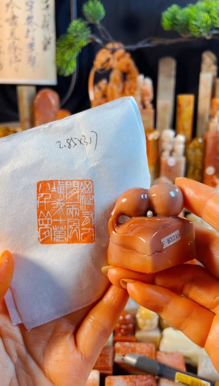 老挝石印石手工篆刻《总有人间一两风 填我十万八千梦》