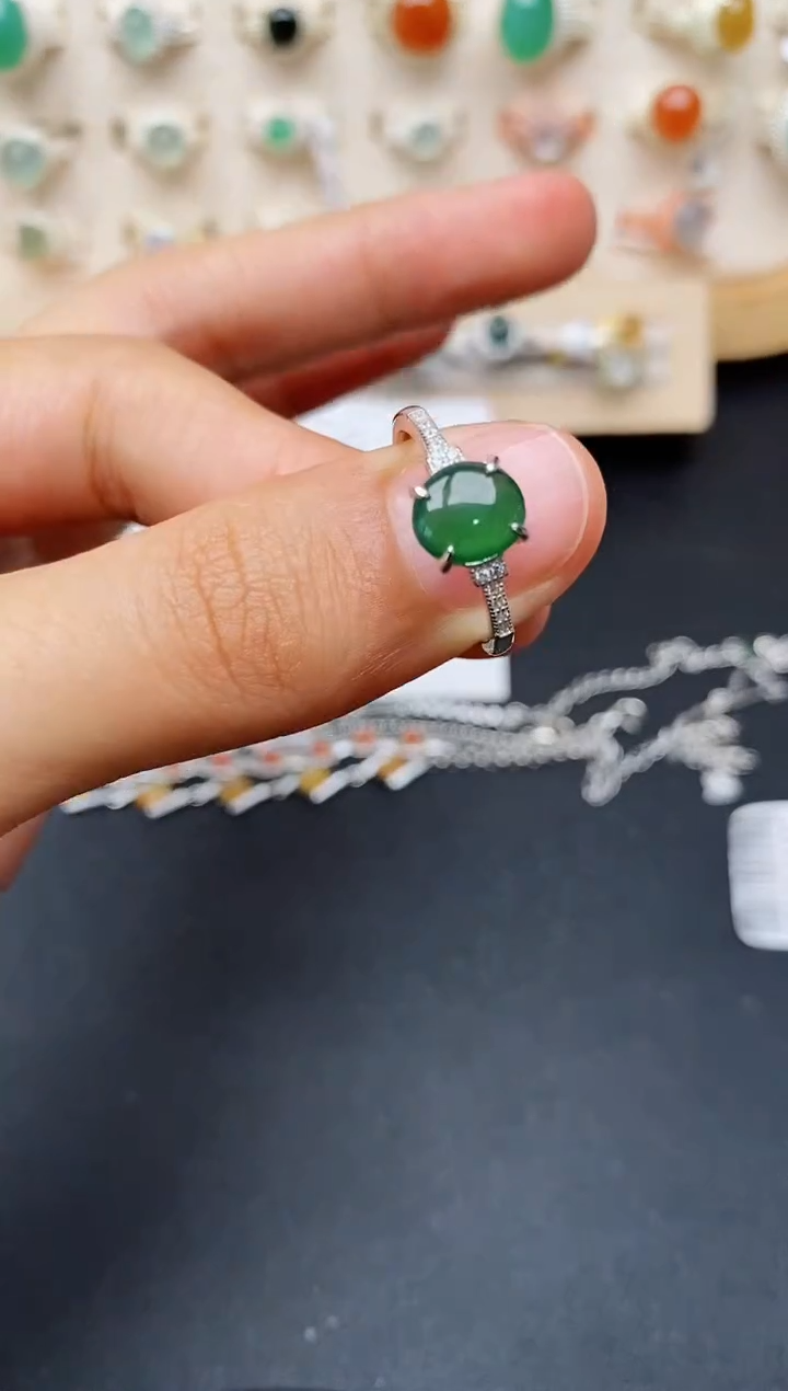 【闪购商品】翡翠戒指银S925镶嵌缅甸翡翠