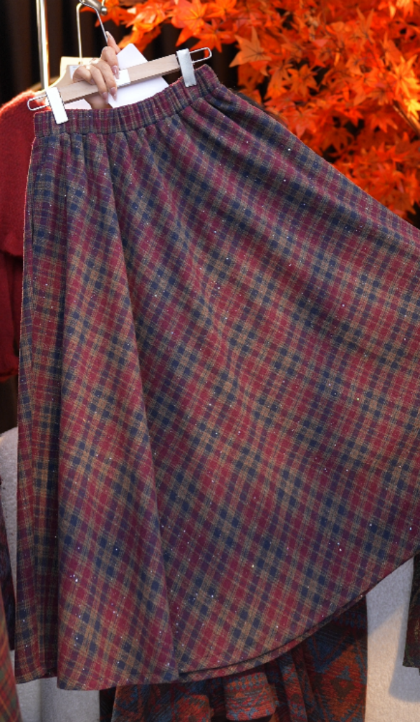 Q4158 秋冬季新款时尚百搭气质显瘦小众半身裙A字大摆裙MJ