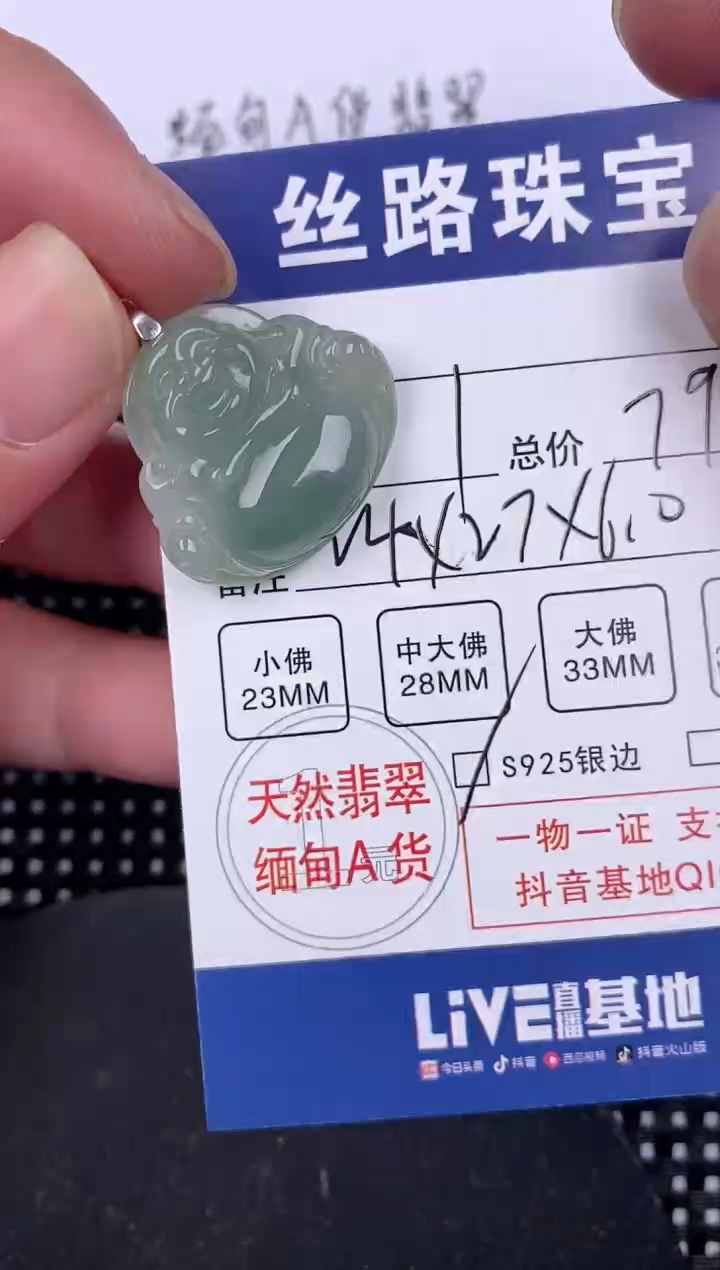 【闪购商品】翡翠颈饰银S925镶嵌挂件