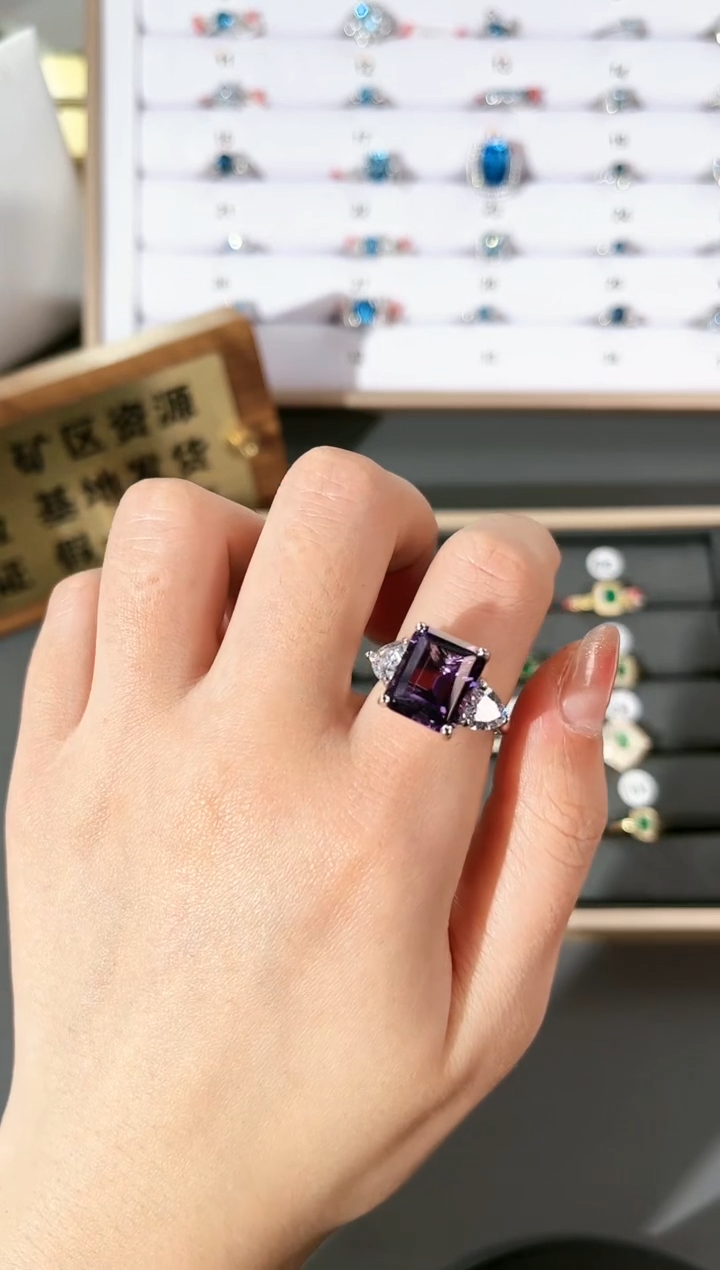 【闪购商品】紫晶戒指银S925镶嵌A696