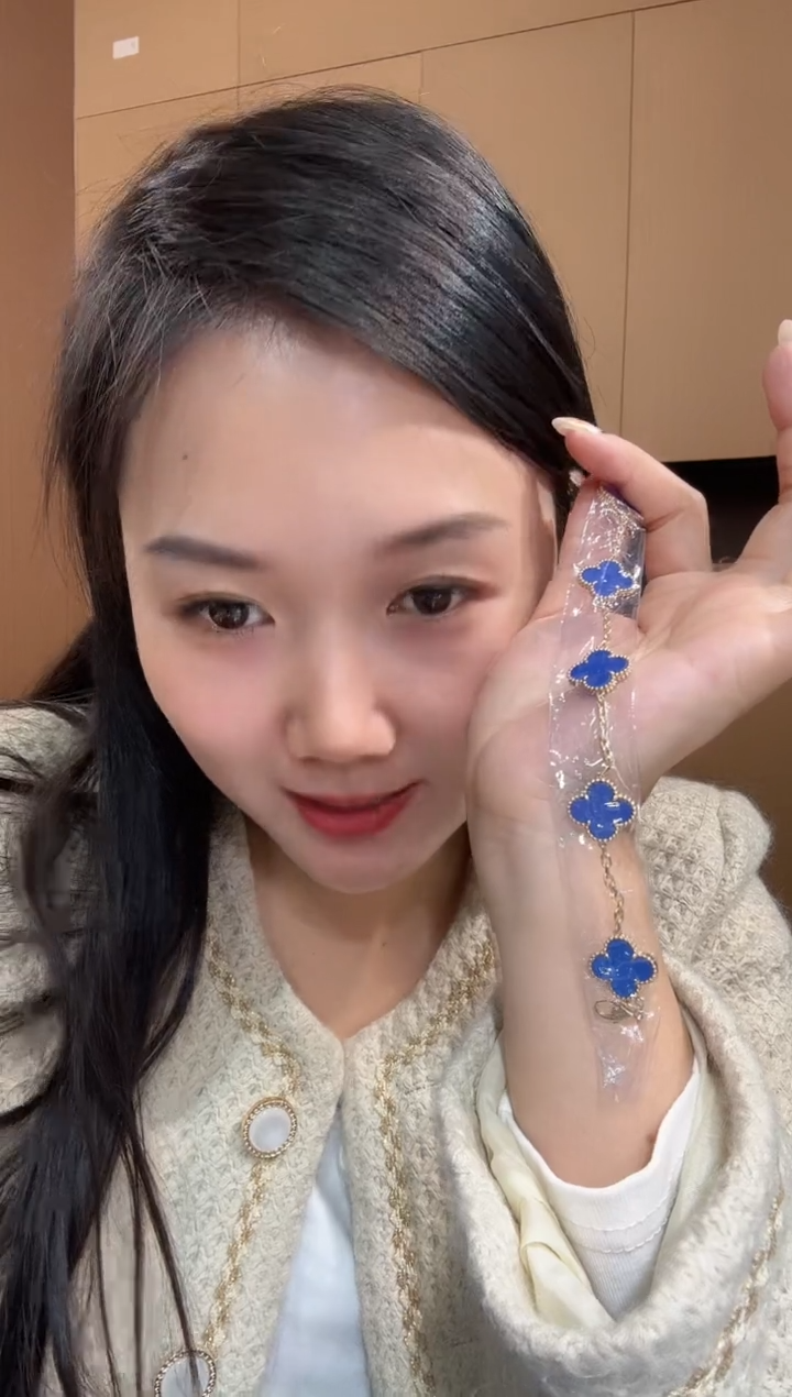 【闪购商品】玛瑙/玉髓手链18K金镶嵌蓝色k黄，五花手链GHJ