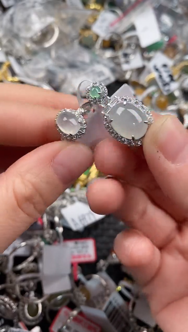 银S925镶嵌戒指翡翠888               8