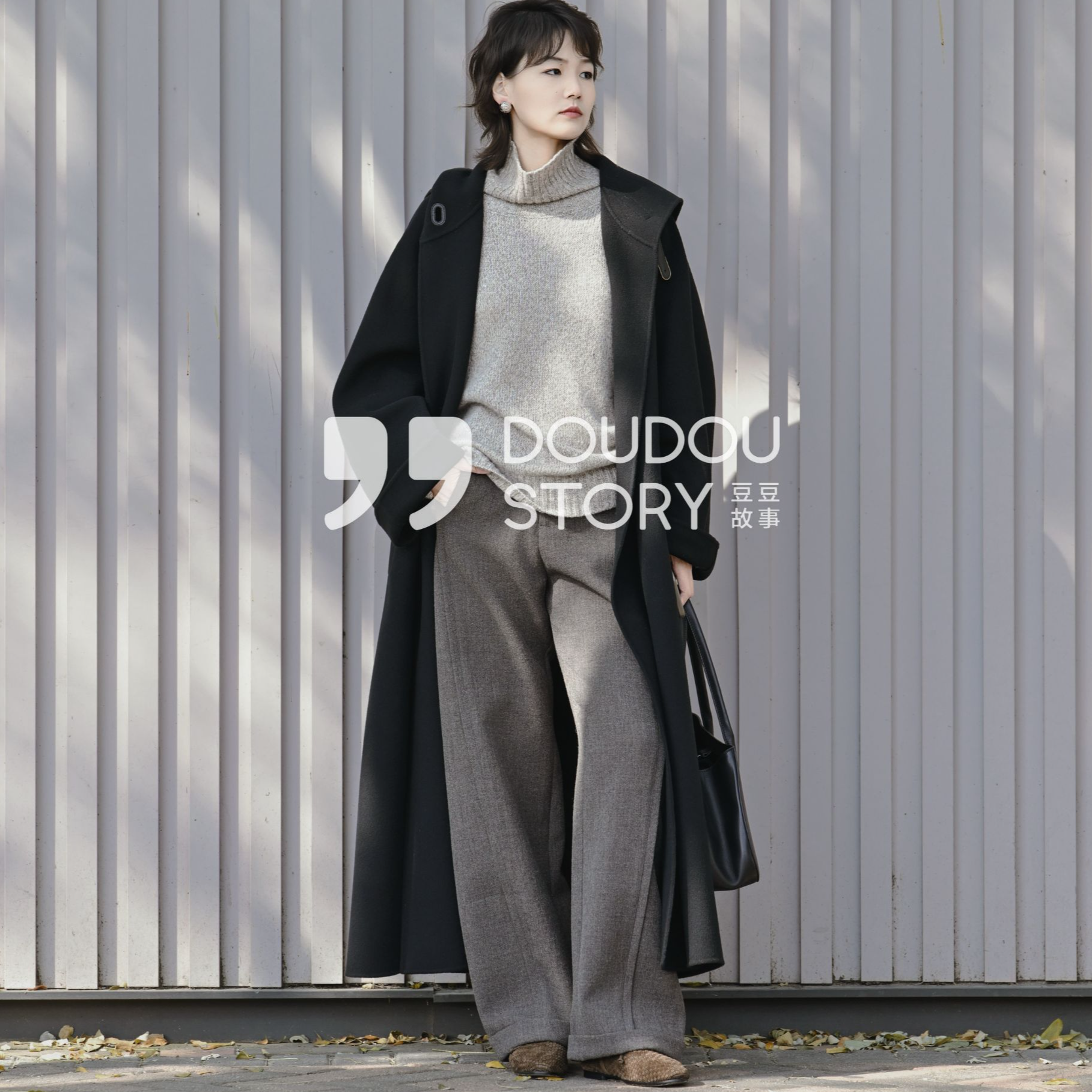 HALUNGLE/海伦格丽  20581  翻领A摆双面毛呢大衣气质中长款dy