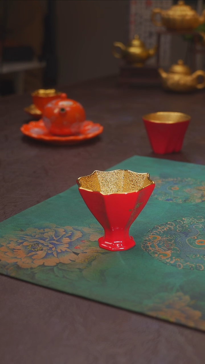 茶杯紫砂【宜景窑中国红系列】杯