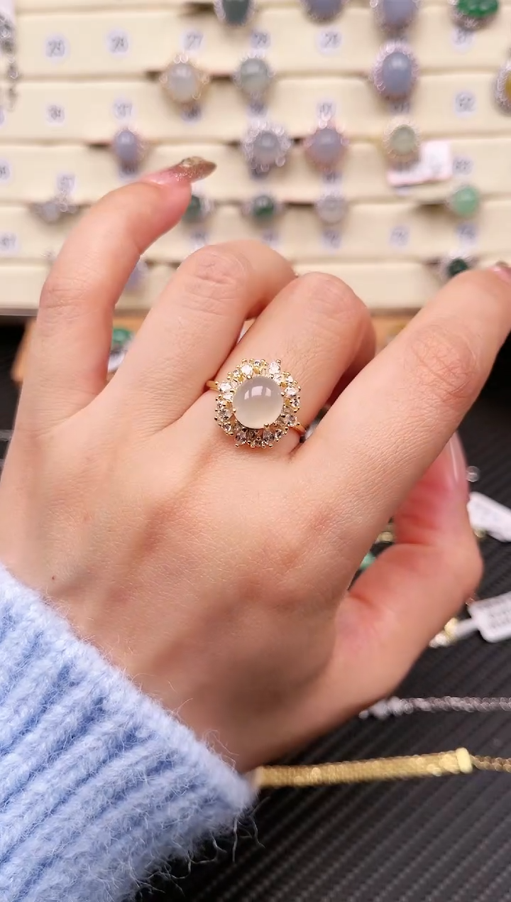 【闪购商品】翡翠戒指银S925镶嵌戒指