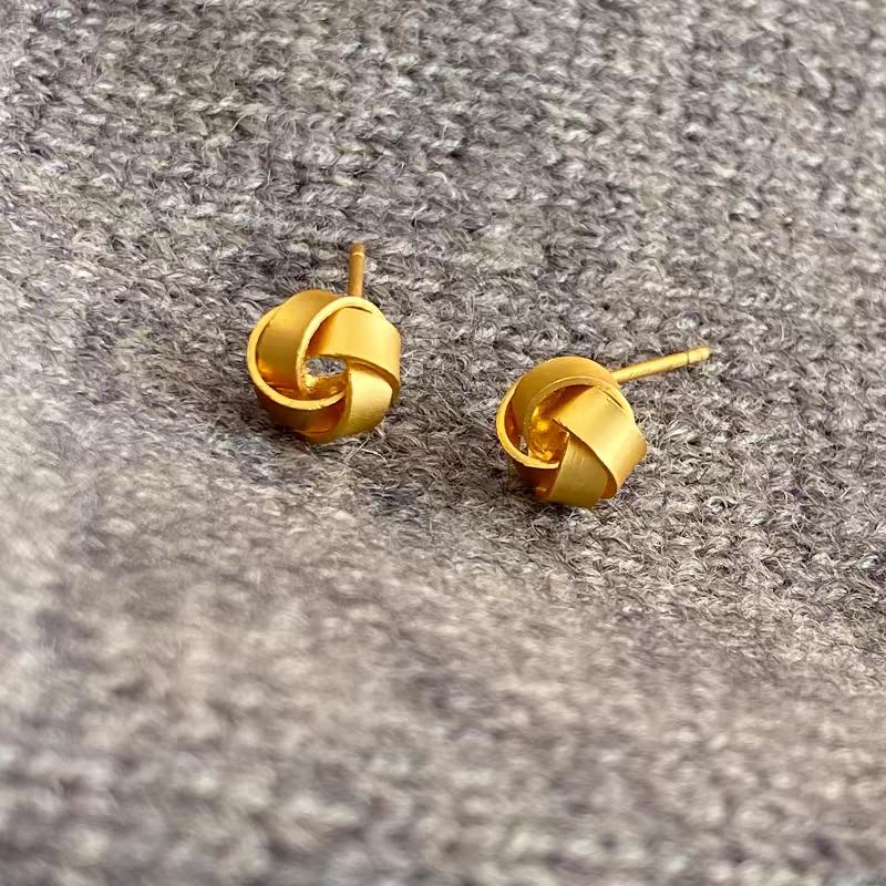 【门店正品】古法编织耳钉一对装1.6克时尚男女同款TY