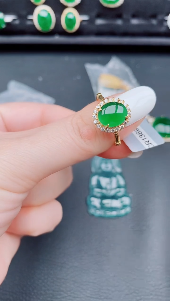 【闪购商品】翡翠戒指银S925镶嵌天然a货翡翠603