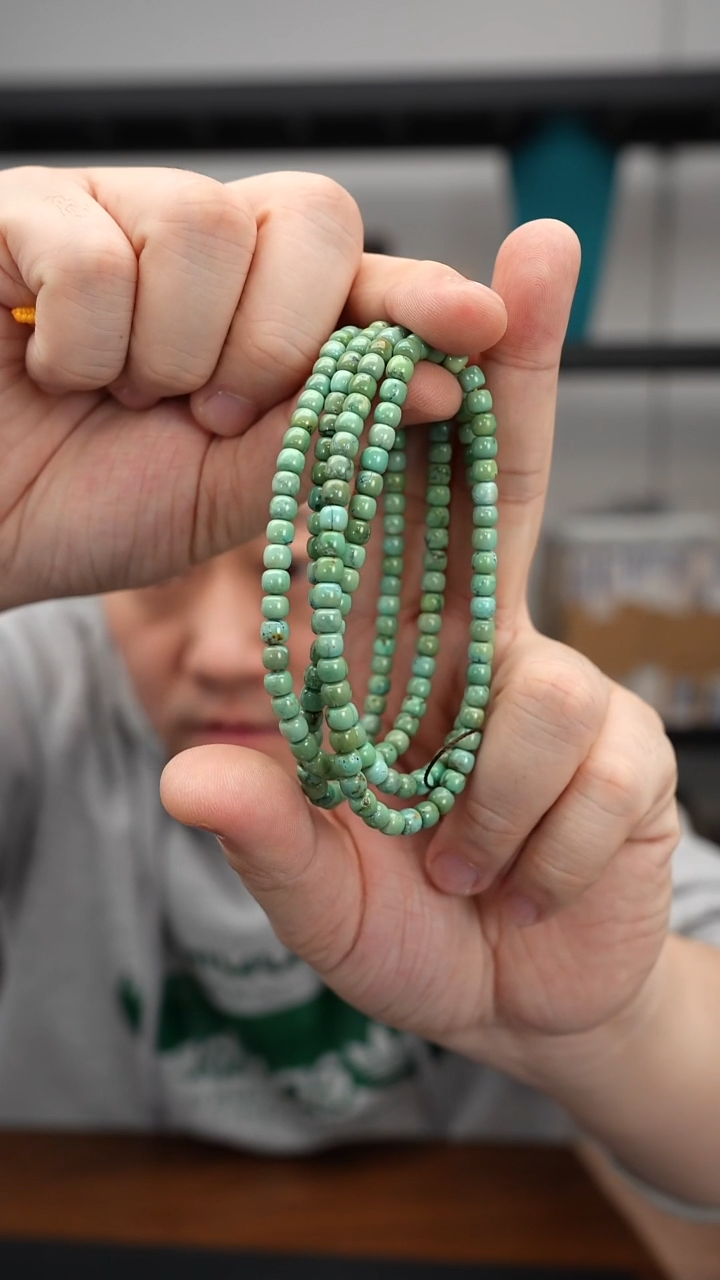 未镶嵌绿松石长串1226DJ152原矿松石军绿老型长串
