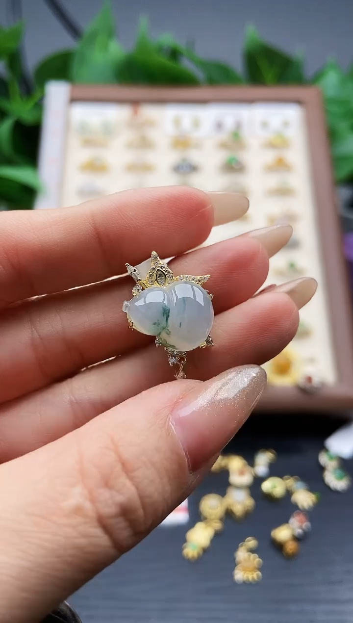 银S925镶嵌戒指翡翠12