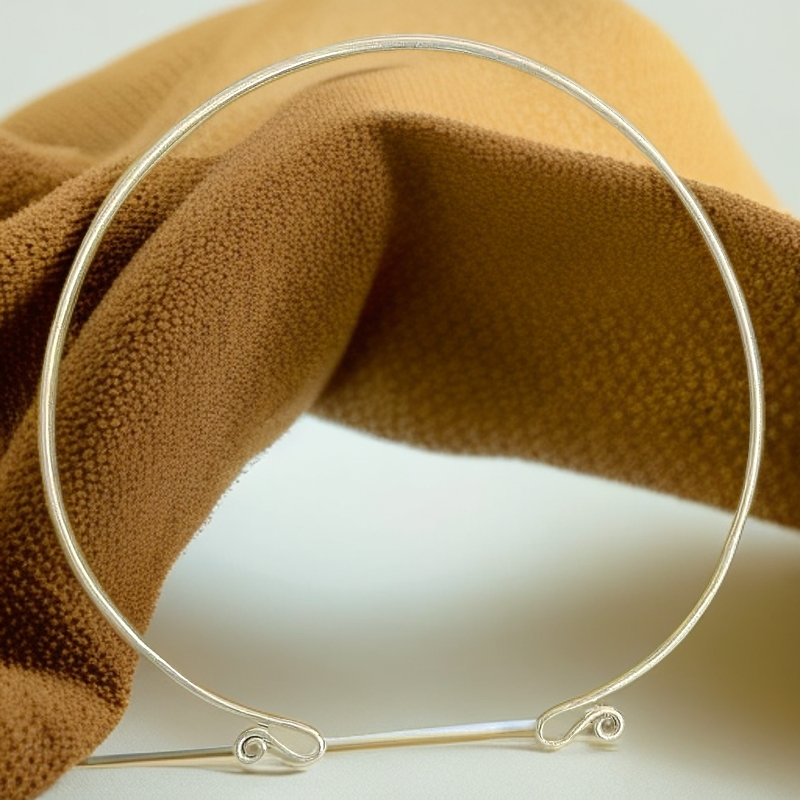 800银银制品 素款银项圈活口项圈手工时尚复古简约银色百搭经典款