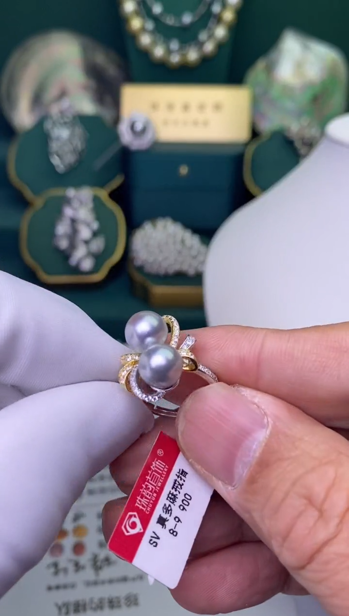 【闪购商品】海水珍珠戒指银S925镶嵌8-9