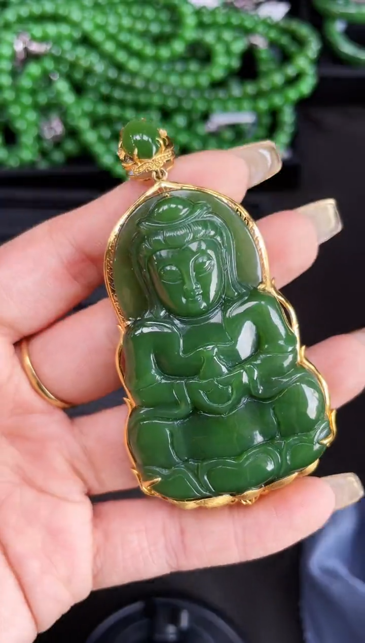 【闪购商品】和田玉吊坠18K金镶嵌多样性发一Z