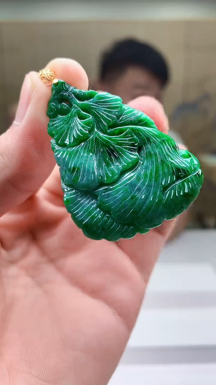 定制翡翠18K金镶嵌4925bb-毛货挂件60