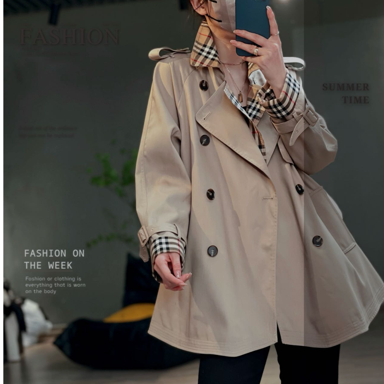  （小雨推荐）2025年新款春款时尚修身百搭英伦风双排扣风衣