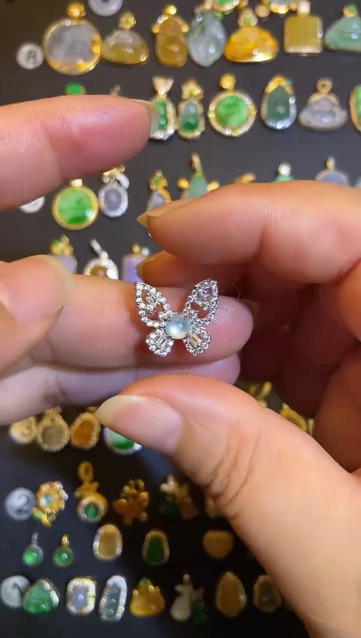 吊坠(不含链)银S925镶嵌翡翠1