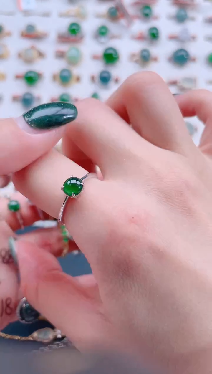 银S925镶嵌戒指翡翠天然翡翠