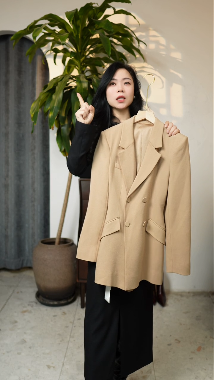 高定羊毛西装，驼色，S码（腰围70）