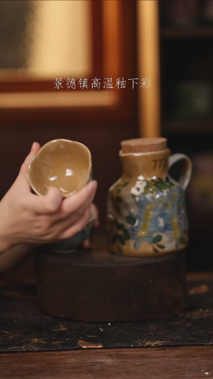 陶瓷景德镇高温釉下手绘陶瓷@L773@