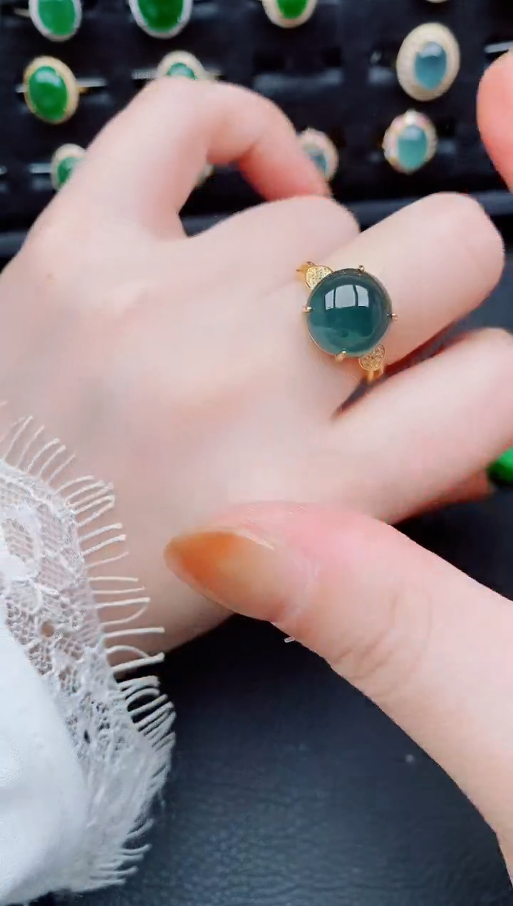 【闪购商品】翡翠戒指银S925镶嵌天然a货翡翠100