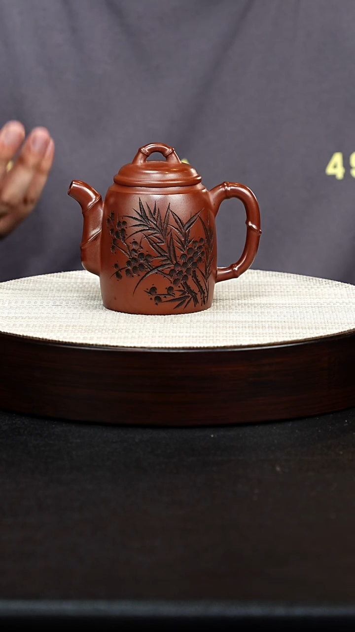 茶壶紫砂宜兴原矿纯手工紫砂 竹节秦权 龙血砂