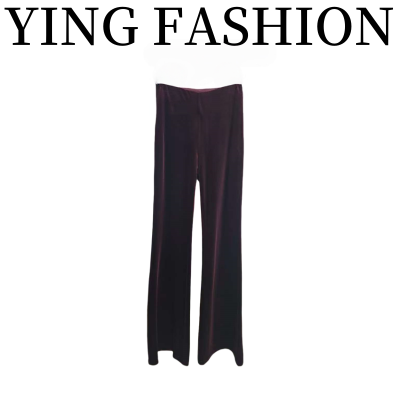 【YING FASHION】莹老板-时尚气质百搭丝绒阔腿裤 8020742 617
