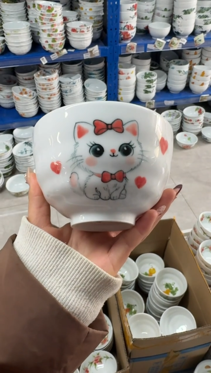 瓷片景德镇高温陶瓷食品级手绘釉中彩-墩墩碗