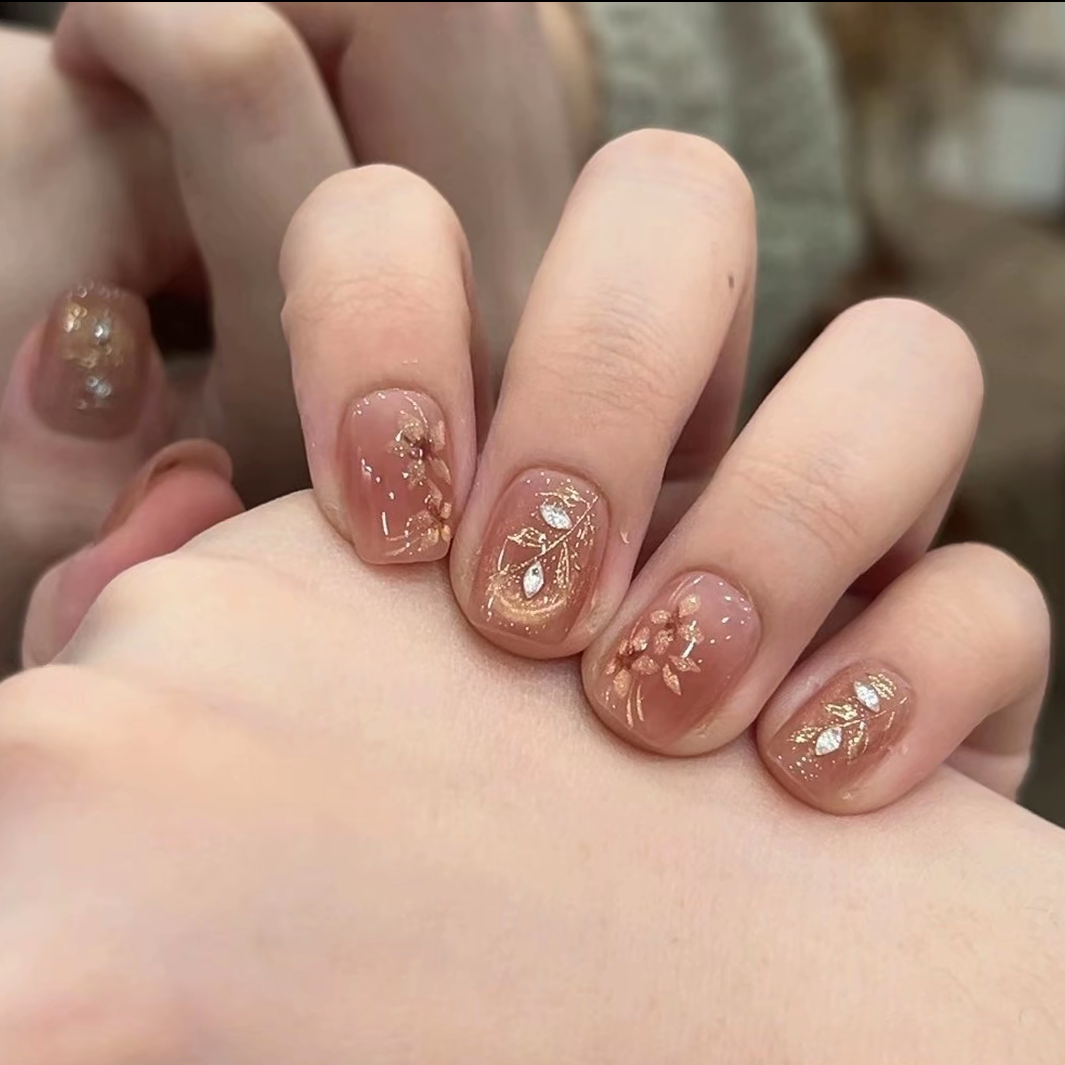 茉哉W【晚秋/纯手绘】纯手工定制美甲拆卸穿戴甲A5295