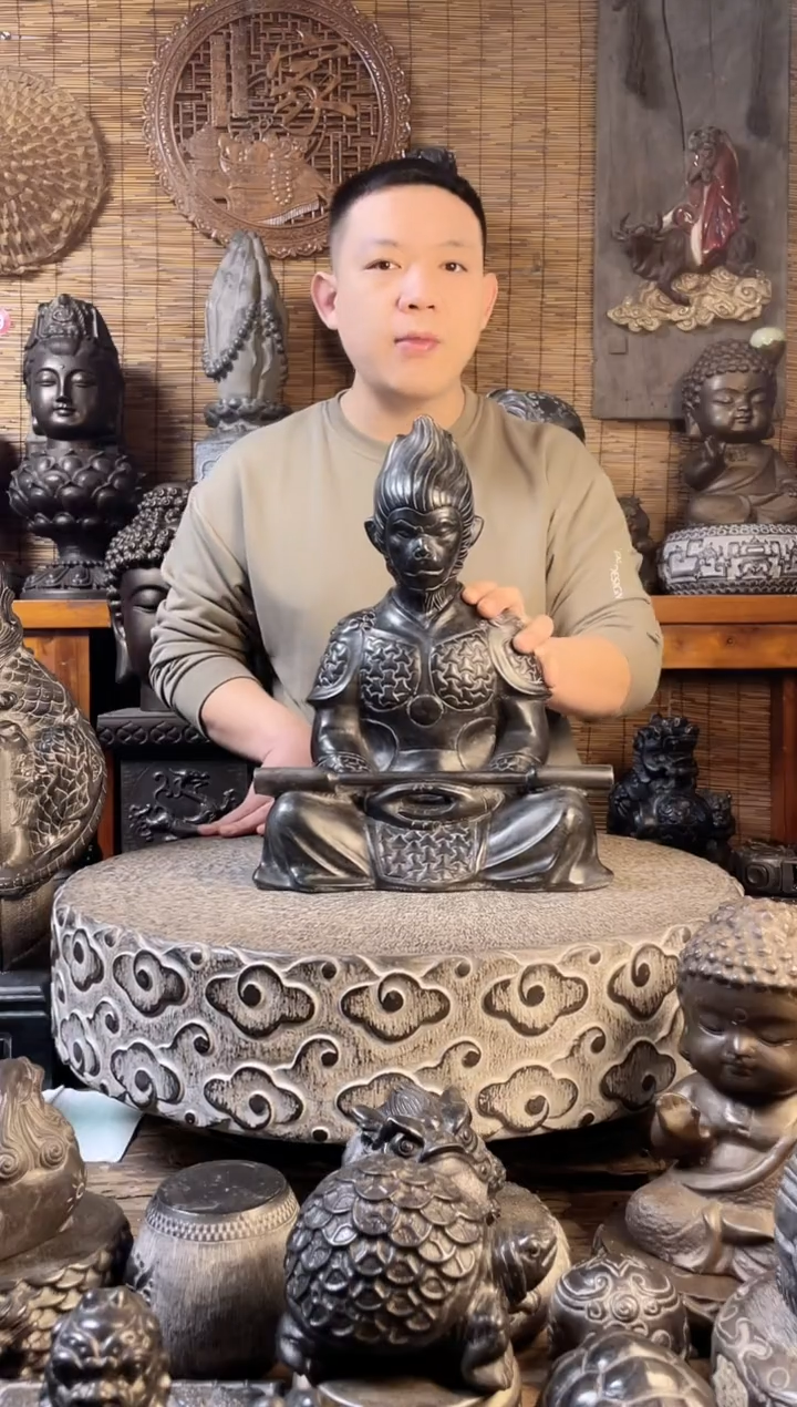【闪购商品】40铠甲大圣天然青石雕刻