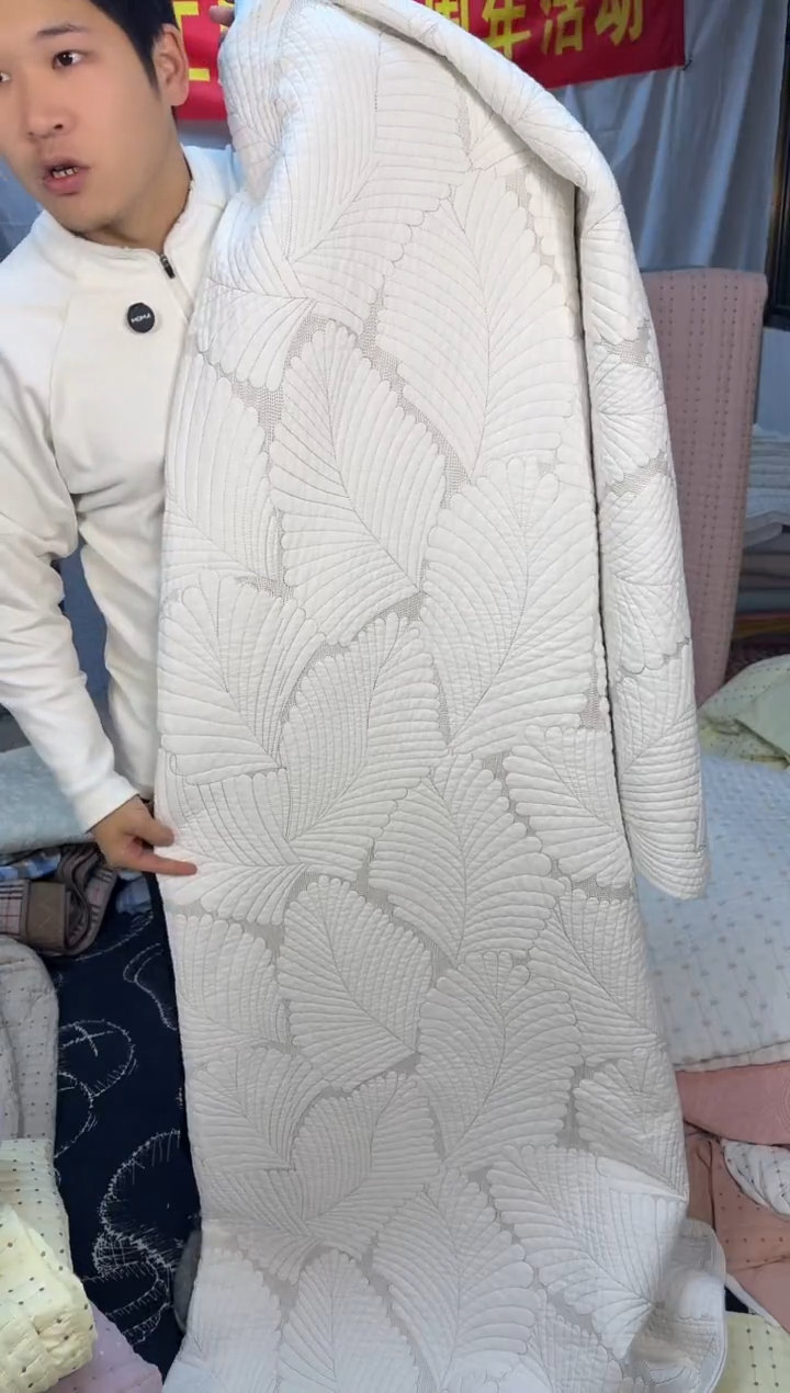 棉芭蕉叶白色230*250单床盖纯棉