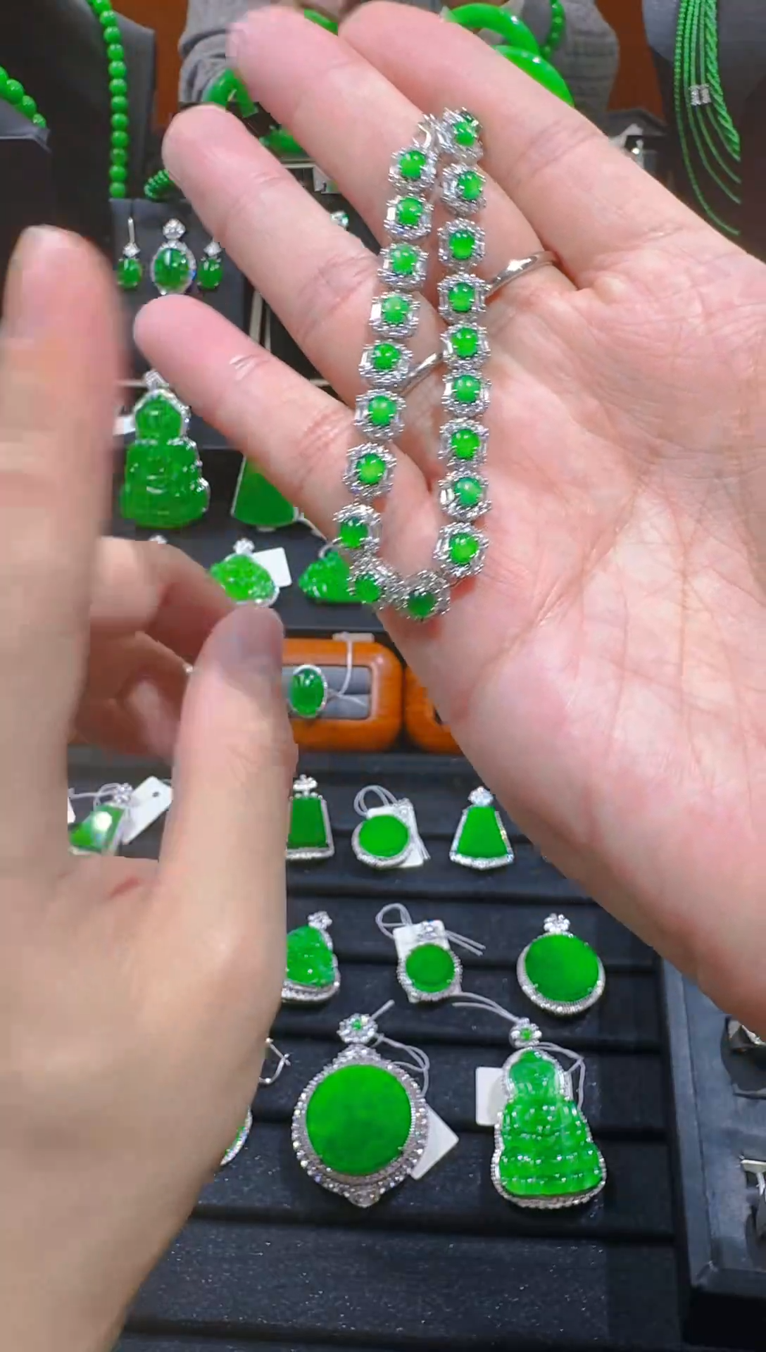 【闪购商品】翡翠手链银S925镶嵌天然A货翡翠