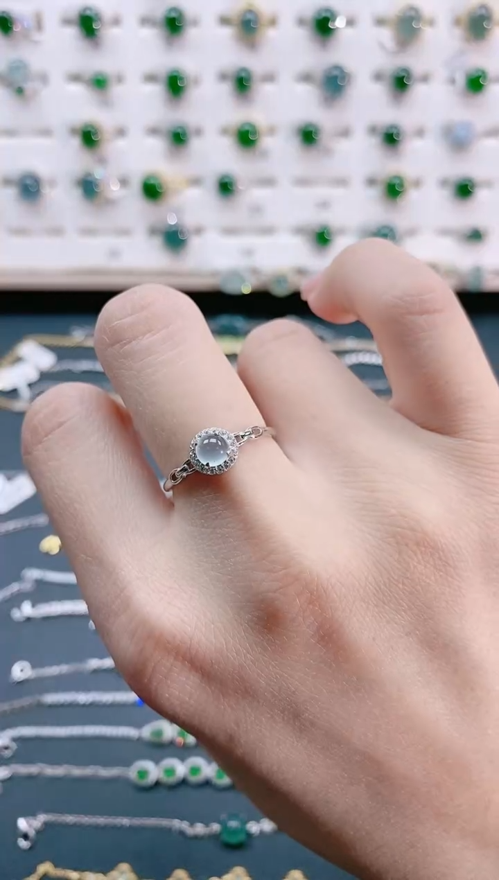 【闪购商品】翡翠戒指银S925镶嵌天然翡翠