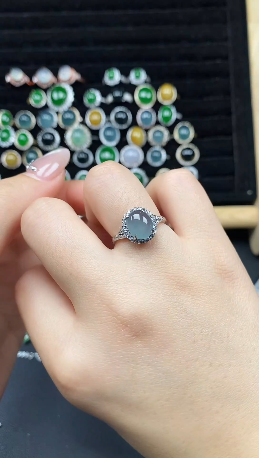 银S925镶嵌戒指翡翠111