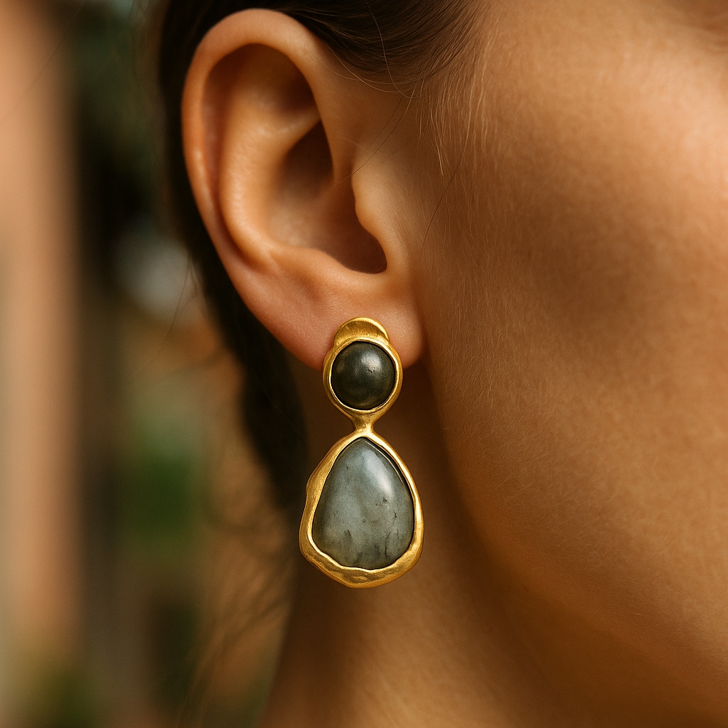 黄铜耳饰 【梦回故园】手工轻奢复古耳钉优雅设计感中古法式宫廷风