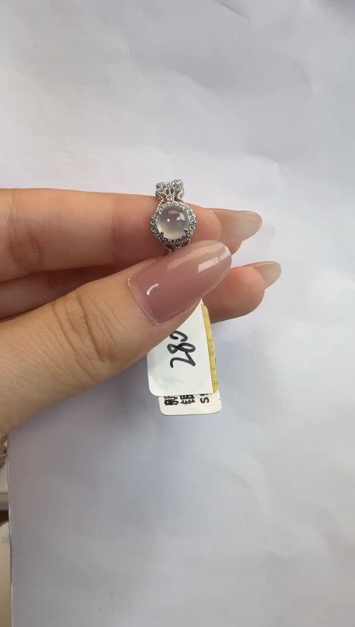 银S925镶嵌戒指翡翠925银镶缅甸A货翡翠戒指125