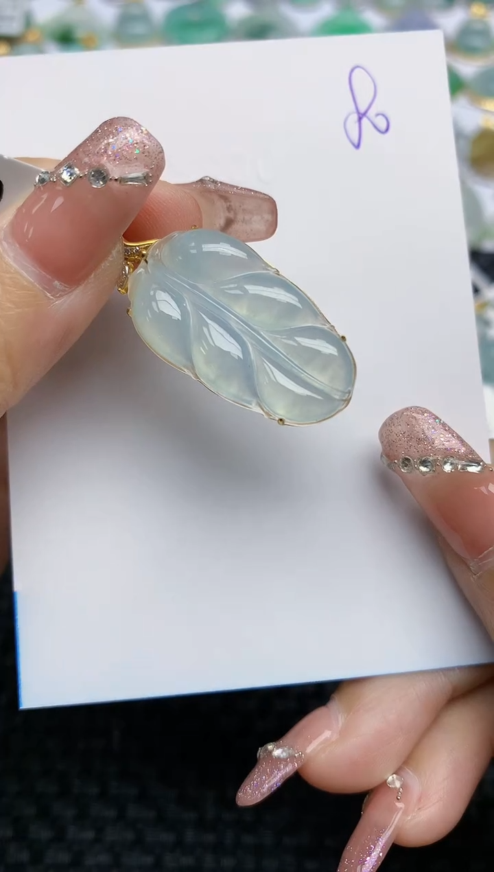 【闪购商品】翡翠颈饰18K金镶嵌天然A货翡翠 80